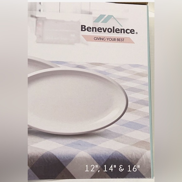 Benevolence 3 Piece Platter Set White Stoneware 12”, 14”, 16” - New in Box - Picture 3 of 3